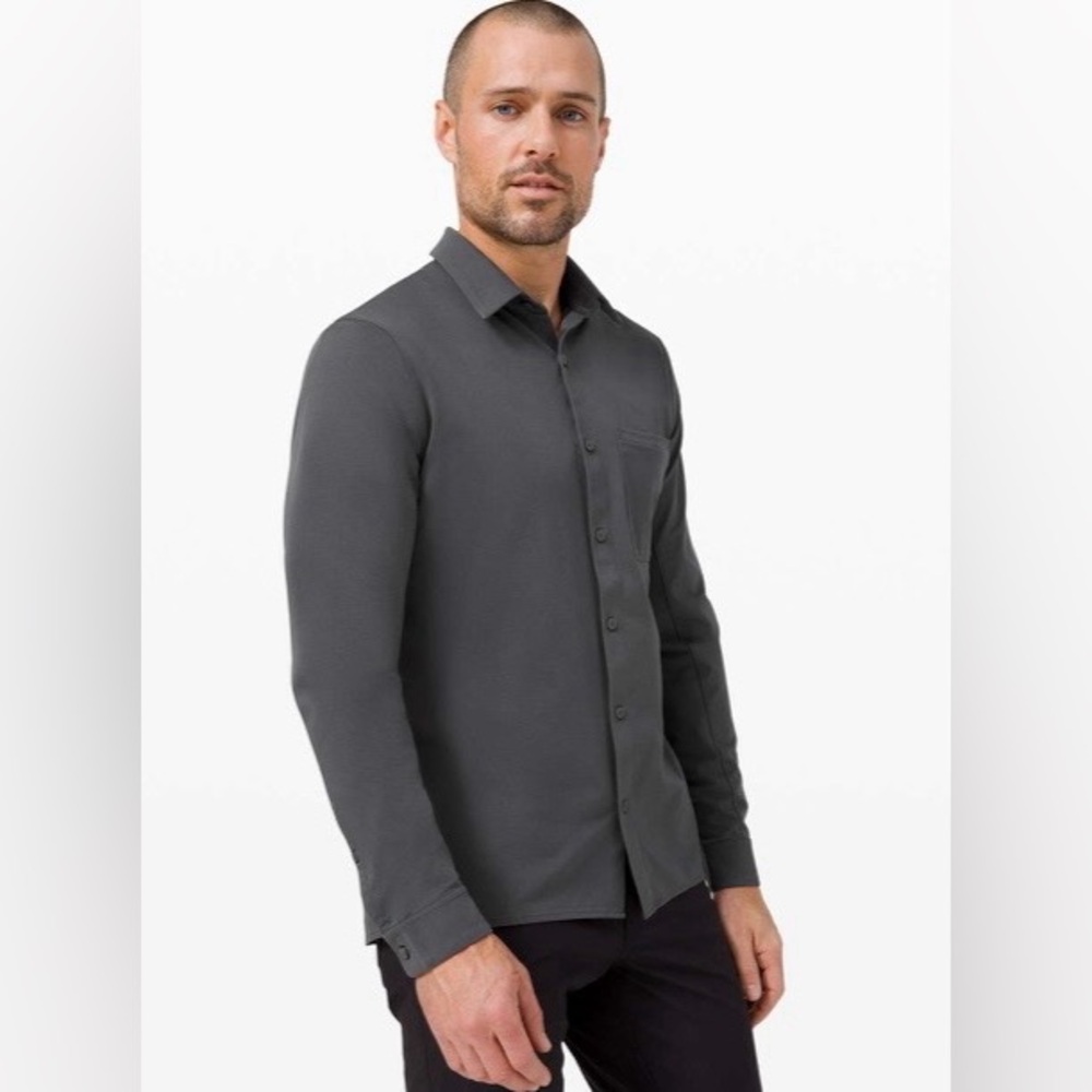 Lululemon Commission Long Sleeve Button Down in Oxford Graphite Grey